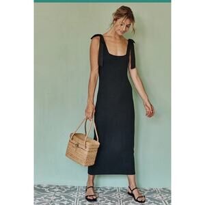 Summersalt Womens Soft Ribbed Tie Shoulder Sleeveless Maxi Dress size XS